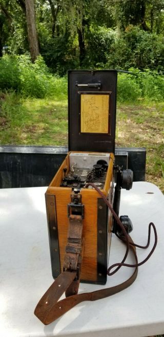 Antique WW1 Field Phone Kellogg Model 1917 Signal Corps US Army Wood Case Rare 2