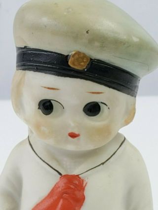 Vintage Bisque Japan Frozen Charlie Penny Sailor Doll Hand Painted 4.  5 "