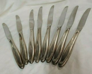 Set Of 8 Sterling Silver Reed & Barton Edgartown Knives Modernist 8.  75 " Long