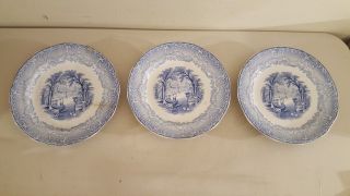 Antique 19th C.  Podmore Walker Pw & Co.  Ironstone Flow Blue Venus Dinner Plates