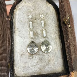 Antique Victorian Prototype Crystal Faux Diamond Drop Dangle Earring Stones