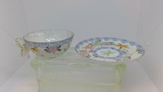 Rare Antique Butterfly tea cups Porcelain Set of 4 2