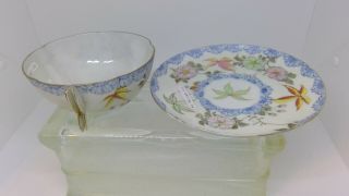 Rare Antique Butterfly tea cups Porcelain Set of 4 5