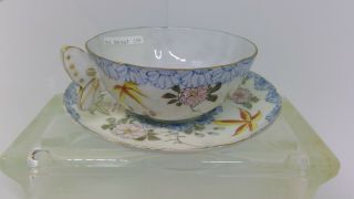 Rare Antique Butterfly tea cups Porcelain Set of 4 8
