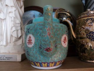 Vintage Chinese tea pot Famille Rose Hand Painted Porcelain China 5