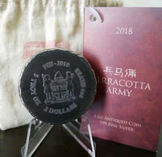 5 oz.  999 Fine Silver Army Terracotta Antiqued w/ & Bag 2018 Scottsdale 3