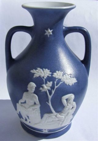 Antique Vintage Portland Vase Blue & White Jasper Ware Pate Sur Pate Style 1/2