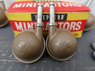 Antique Vintage Set Of 4 Kenrick Shepherd Mini Casters Castors Nos No 46