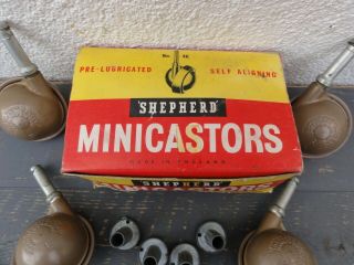ANTIQUE Vintage Set Of 4 KENRICK SHEPHERD MINI Casters Castors NOS No 46 3