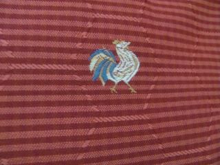 Vintage French Lisere Brocade Fabric: Roosters,  Blue,  White,  Rustic Gold 48 " X 55