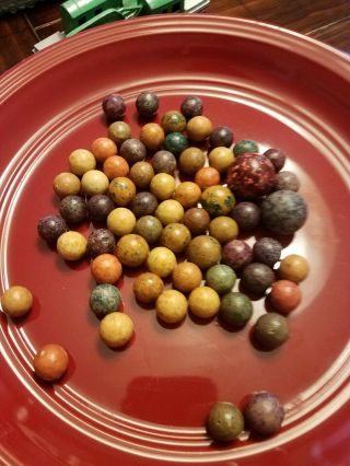 63 Antique Clay Marbles From 1800 