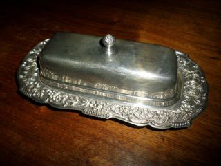 Antique Repousse Sterling Silver S.  Kirk & Son Covered Butter Dish With Lid