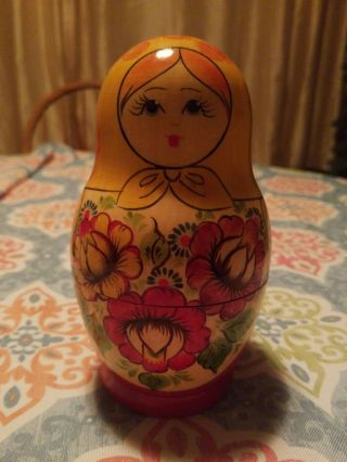 Vintage Hand Painted Wooden Wood Russian Nesting Dolls 9 Piece Doll Set