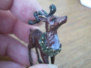 Beautifu Austrian Style Cold Painted Miniature Bronze Of A Reindeer With Flowers