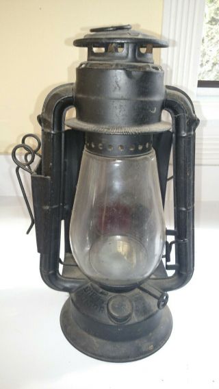 Rare Antique Dietz Junior Blizzar Dash Lamp Vintage Embossed Glass Lantern Storm