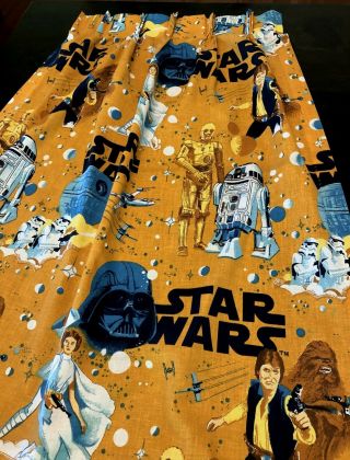 VTG 1977 STAR WARS Curtains Pleated Luke Lea Han R2D2 C3PO Drapes 5