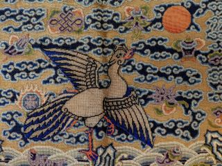 ANTIQUE CHINESE SILK EMBROIDERY TAPESTRY KESI RANK BADGE BIRD BUDDHIST EMBLEMS 2