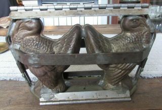 Rare Antique Tine Metal Hinged Double Turkey Chocolate Mold Germany