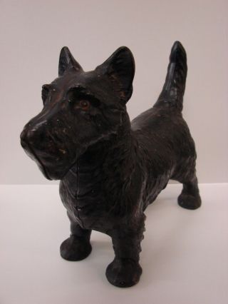 Large Paint Hubley Cast Iron Standing Scotty Dog Doorstop Black Terrier