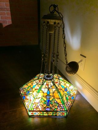 Kichler Tiffany antique floral style chandelier pendant light 20in 3 light 2