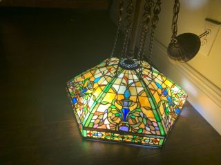 Kichler Tiffany antique floral style chandelier pendant light 20in 3 light 4