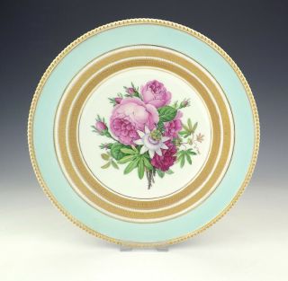 Antique Kpm Berlin Porcelain Hand Painted Flower Decorated Cabinet Plate