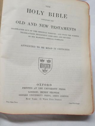 Antique Holy Bible Old and Testaments Oxford University Press Henry Frowde 7