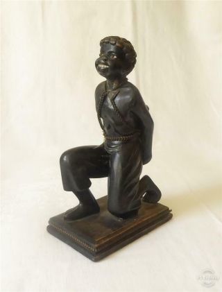 Good Sized Antique 19th Century Carved Wooden Figure Of A Black Slave Boy