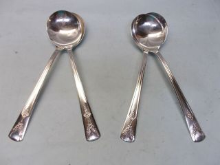 4 Gailstyn Round Bowl Soup Spoons - Elegant Gailstyn Silverplate 1930 
