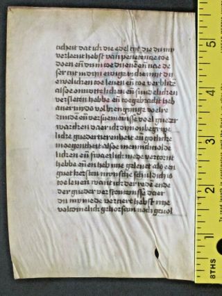 ca.  1450 Manuscript leaf in Dutch on vellum with a large decorative Initial 2