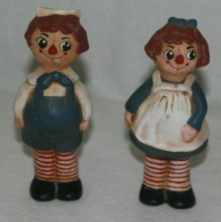 1974 Vintage Raggedy Ann And Andy Ceramic Hand Painted Figurine By Majo 5 "