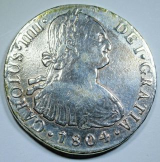 1804 Spanish Silver 8 Reales Eight Real Antique Colonial Us Pillar Dollar Coin