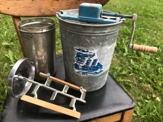 Antique Jiffy Ice Cream Maker Vintage Metal Bucket Mixer