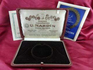 Antique Ulysse Nardin Pocket Watch Box W/ Guarantees.  Very Good