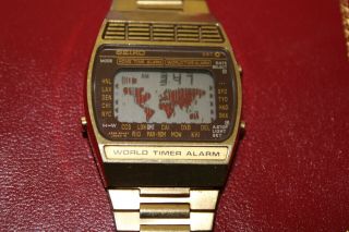 Rare SEIKO LC Digital A239 5009 model WORLD TIMER LCD from the 70 ' s 8