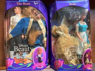 Vintage 1991 Disney Beauty And The Beast - The Beast And Bell Figure Barbie Doll
