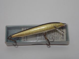 Vintage Rapala 9g 3.  5 " Wobbler Fishing Lure Gold Paperwork
