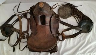 Antique 1800s Civil War Era Western Saddle Well Worn,  Old Leather Hand Tooling