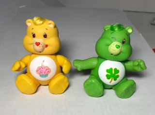 Vintage Care Bears Birthday Bear & Good Luck Bear 1983 Pvc Poseable Figure 3.  5 "