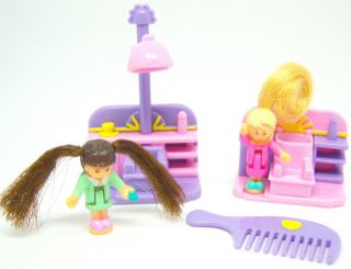 Vintage Polly Pocket Comb N Curl Hair Salon Complete Set Bluebird Toys