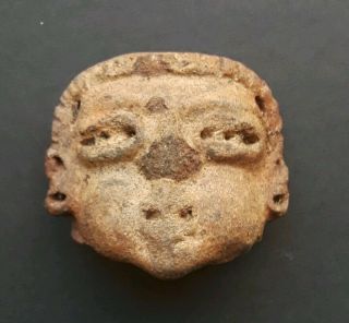 Pre - Columbian Mayan Head Fragment,  Mesoamerica Pottery