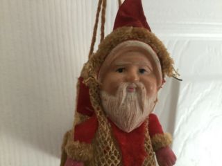 Rare Antique German Santa Claus On Sled Candy Container Christmas Ornament
