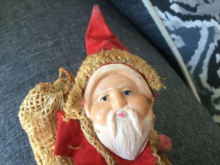 Rare Antique German Santa Claus On Sled Candy Container Christmas Ornament 8