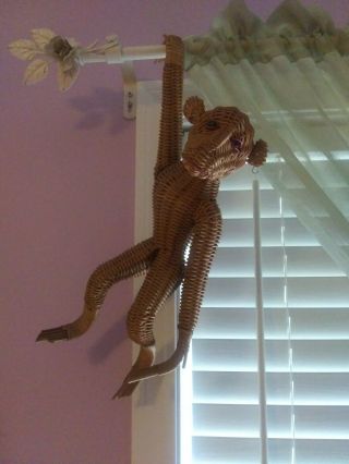 Vintage Wicker Monkey – Large Décor Piece,  Hanging Animal Art