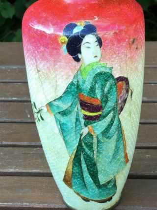 Antique Japanese Ginbari Cloisonne Geisha Girl 6 