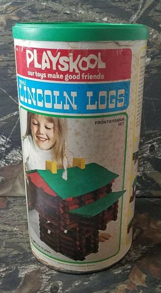 Vintage Playskool Lincoln Logs 858 Frontiers Man Set 1974 In Tube B10