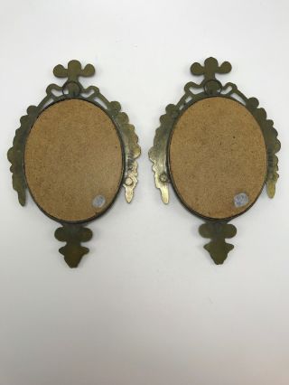 Vintage Antique - look Italy Small Mirrors Wall Hanging Cast Metal Bronze 5