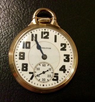 Hamilton Bar Over Crown Pocket Watch 10k Gold Filled Case
