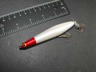 Vintage Bagley Spinner 007 Topwater Fishing Lure Red Head And White Body
