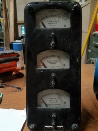 Sangamo 0 - 6 Amp Lincoln Demand Meter V - 2 Antique Triple Meter (perfect)